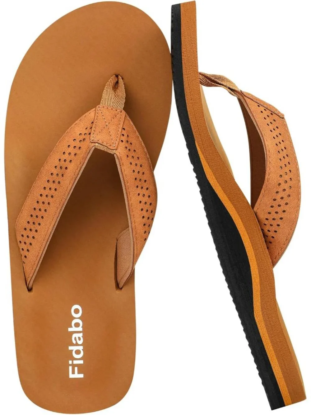 Men's Khaki Flip Flops With Arch Support Comfortable Yoga Mat Sandals Casual